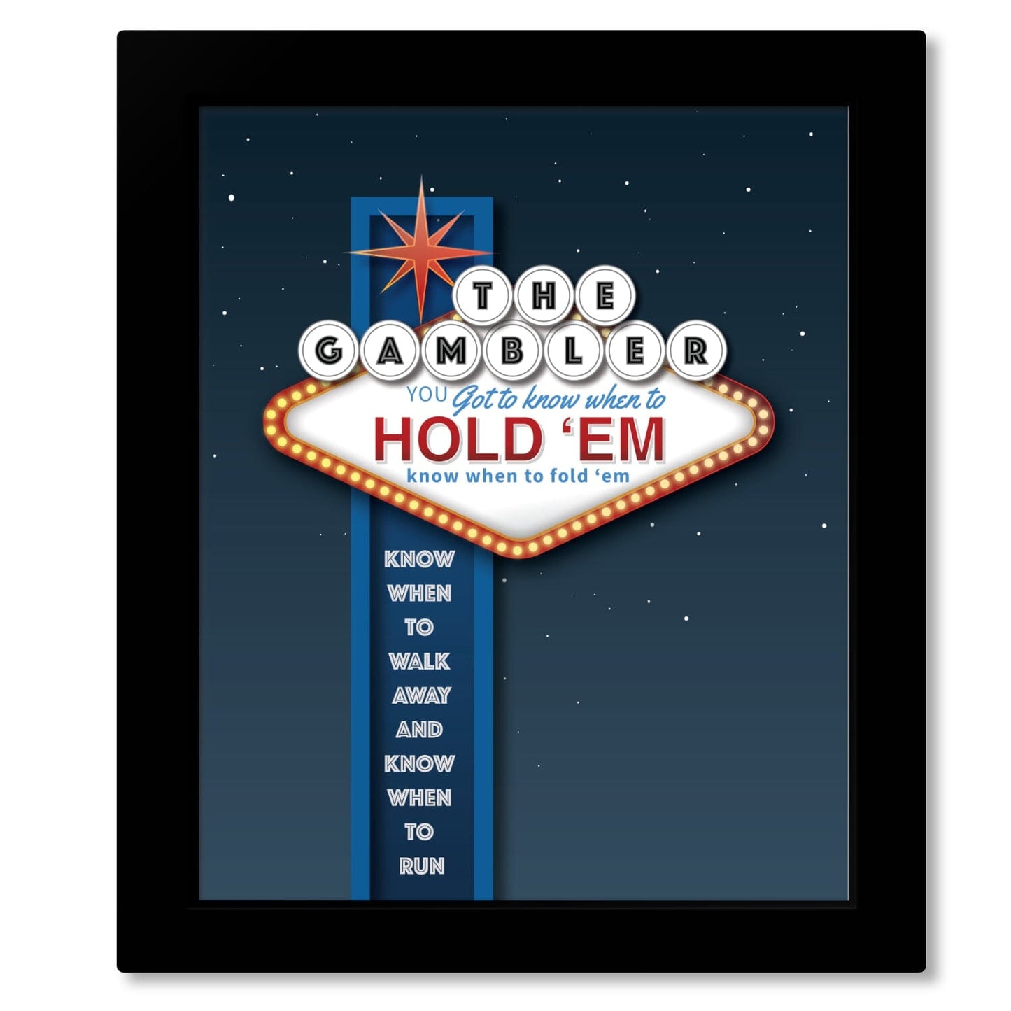 The Gambler by Kenny Rogers - Pop Country Music Poster Song Lyrics Art Song Lyrics Art 8x10 Framed Print (without mat)