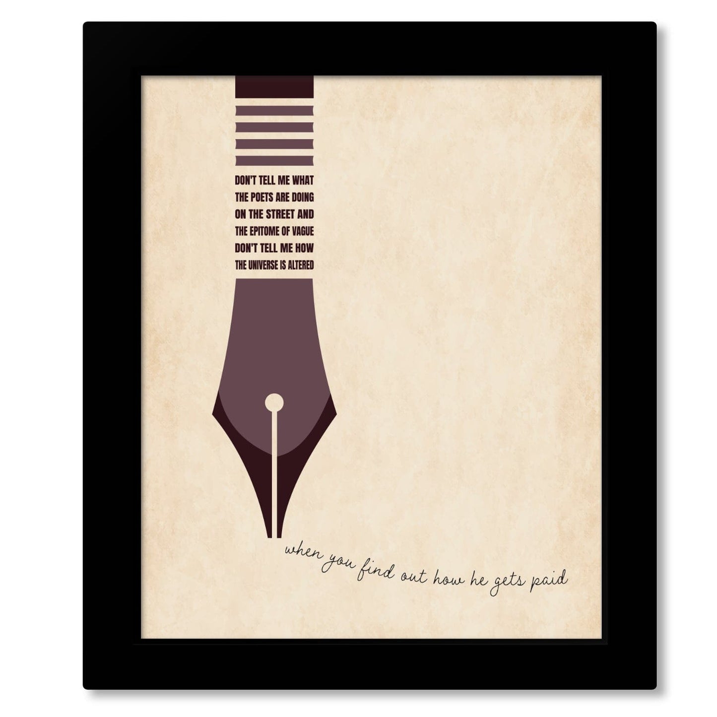 Poets by Tragically Hip - Lyric Inspired Song Art Print Song Lyrics Art Song Lyrics Art Framed 8x10 Print (no mat)