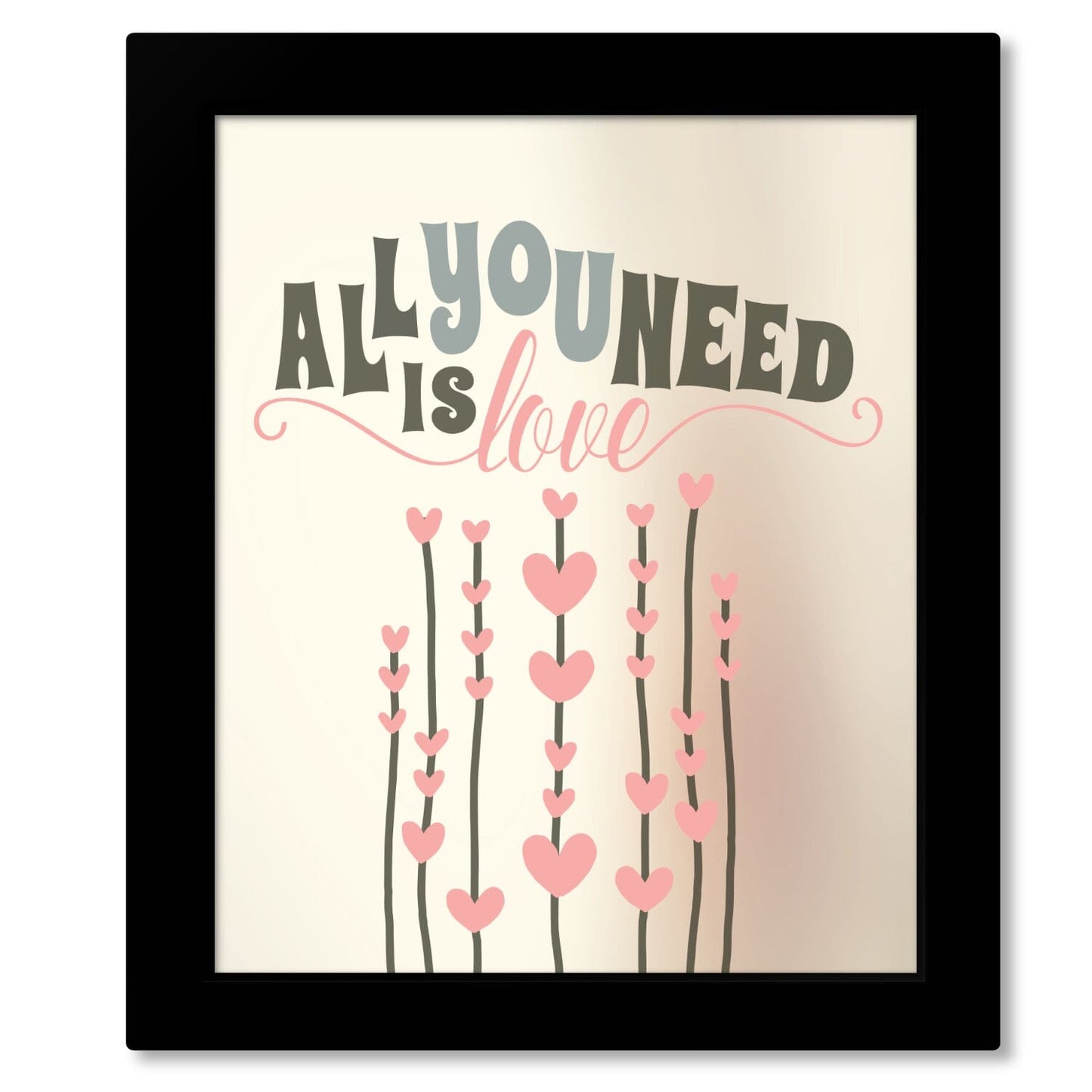 All You Need is Love by the Beatles - Song Lyric Art Print Song Lyrics Art Song Lyrics Art 8x10 Framed Print (without mat)