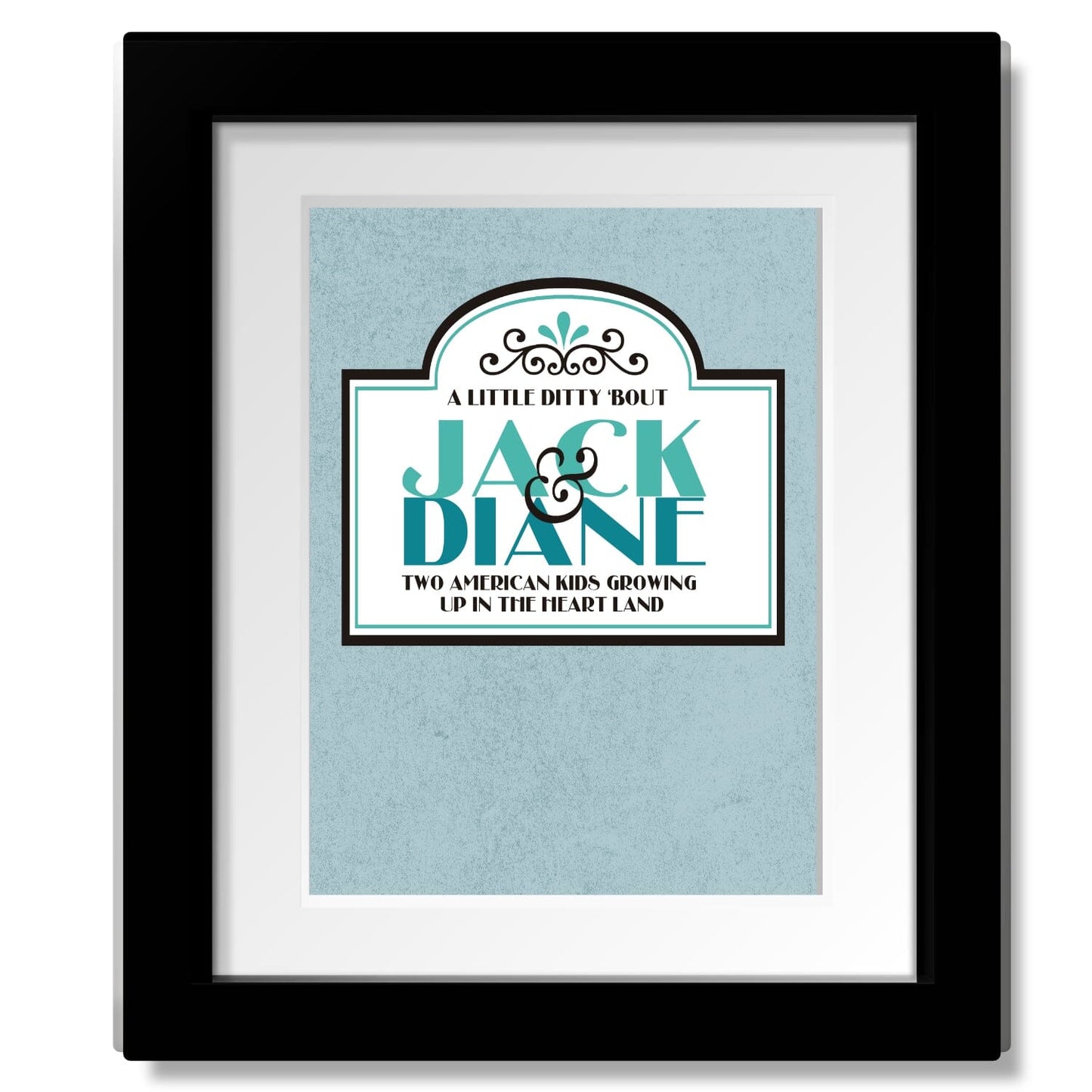 Jack and Diane by John Mellencamp - Song Lyric Classic Rock Song Lyrics Art Song Lyrics Art 8x10 Matted and Framed Print