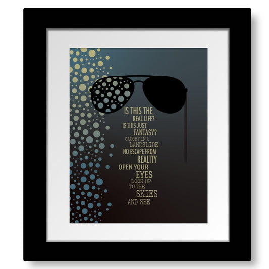 Bohemian Rhapsody by Queen - Music Enthusiast Lyric Art Song Lyrics Art Song Lyrics Art 8x10 Matted and Framed Print