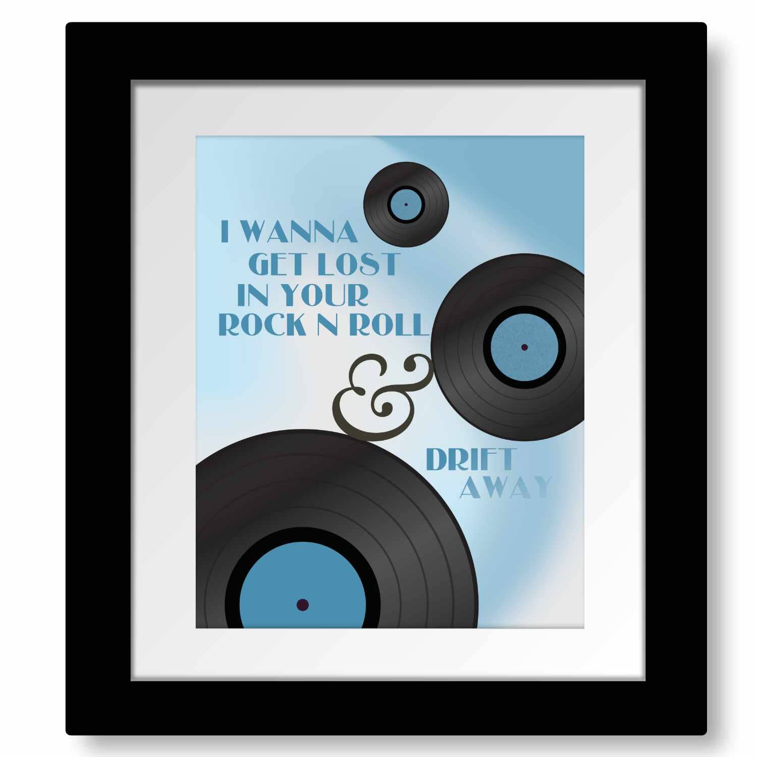 Drift Away by Dobie Gray - 70s Music Lyric Art Wall Print Song Lyrics Art Song Lyrics Art 8x10 Matted and Framed Print 