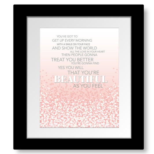 Beautiful by Carole King - 70s Love Song Lyrics Art Print Song Lyrics Art Song Lyrics Art 8x10 Framed and Matted Print