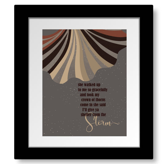 Shelter from the Storm by Bob Dylan - Rock Music Print Art Song Lyrics Art Song Lyrics Art 8x10 Matted and Framed Print