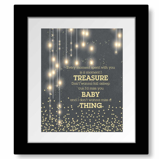 Don't Want to Miss a Thing by Aerosmith - Music Lyric Art Song Lyrics Art Song Lyrics Art 8x10 Matted and Framed Print