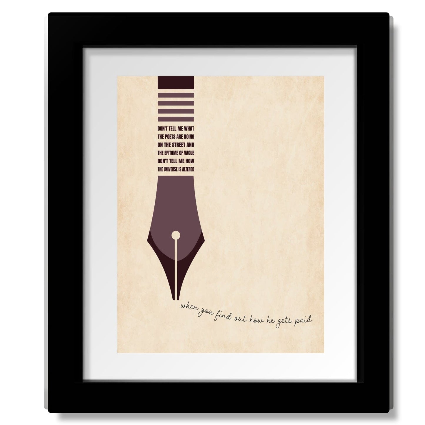 Poets by Tragically Hip - Lyric Inspired Song Art Print Song Lyrics Art Song Lyrics Art 8x10 Matted and Framed Print