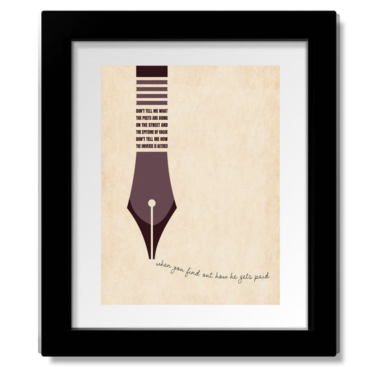 Poets by Tragically Hip - Lyric Inspired Song Art Print Song Lyrics Art Song Lyrics Art 8x10 Matted and Framed Print