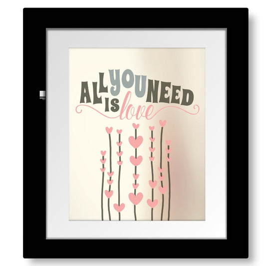 All You Need is Love by the Beatles - Song Lyric Art Print Song Lyrics Art Song Lyrics Art 8x10 Matted and Framed Print