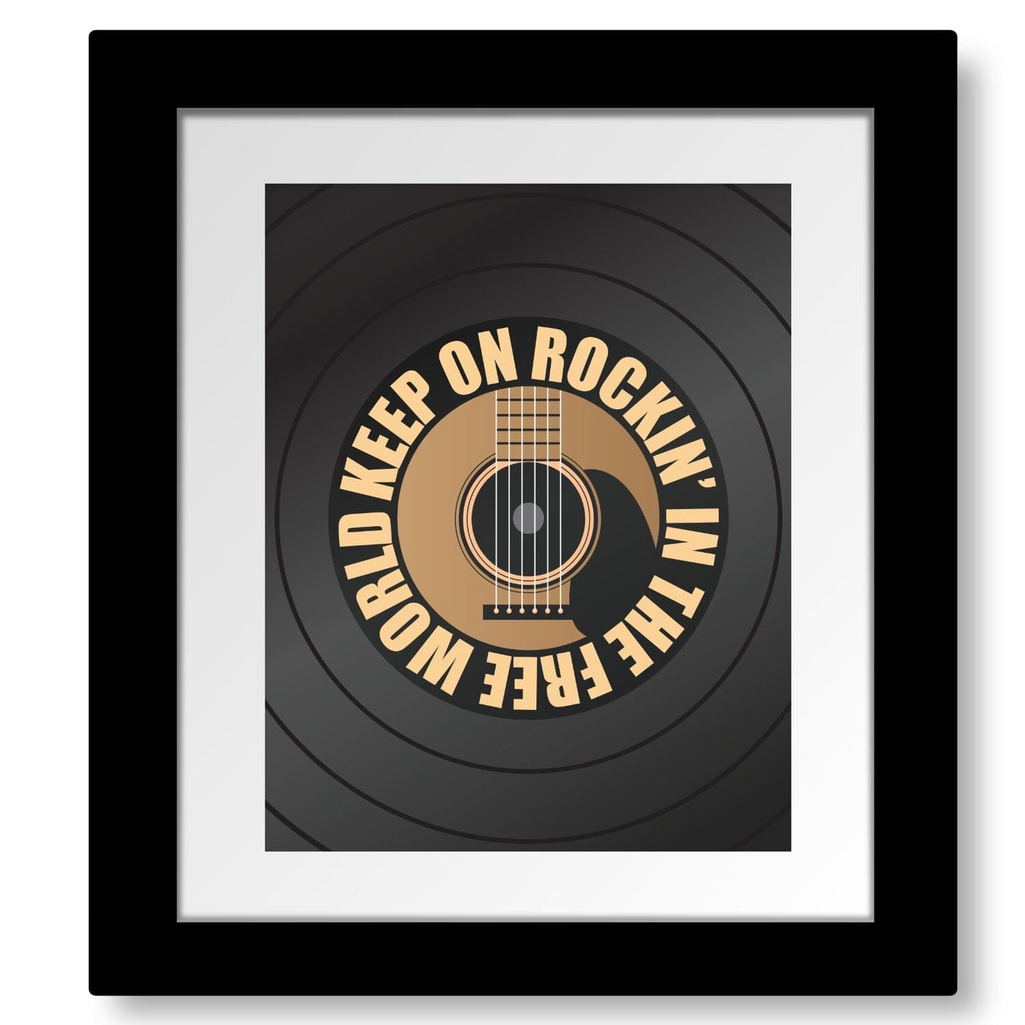 Rockin' in the Free World by Neil Young - Lyric Inspired Art Song Lyrics Art Song Lyrics Art 8x10 Matted and Framed Print