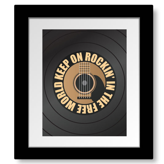 Rockin' in the Free World by Neil Young - Lyric Inspired Art Song Lyrics Art Song Lyrics Art 8x10 Matted and Framed Print
