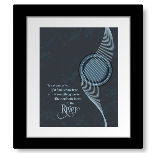 The River by Bruce Springsteen - Classic Rock Wall Artwork Song Lyrics Art Song Lyrics Art 8x10 Matted and Framed Print