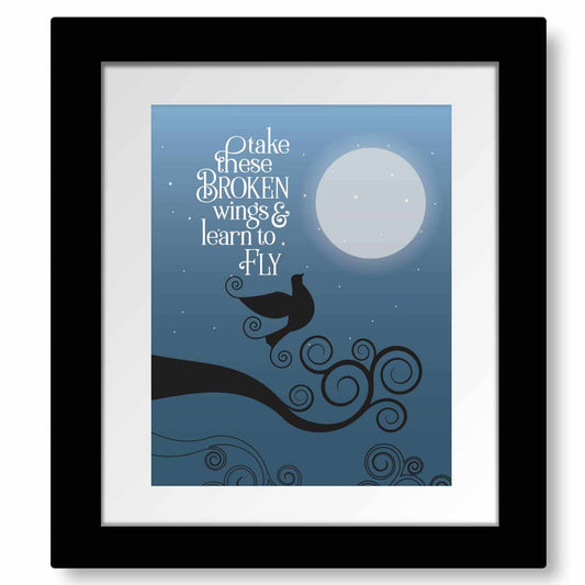 Blackbird by the Beatles - Song Lyric Inspired Music Print Song Lyrics Art Song Lyrics Art 8x10 Matted and Framed Print