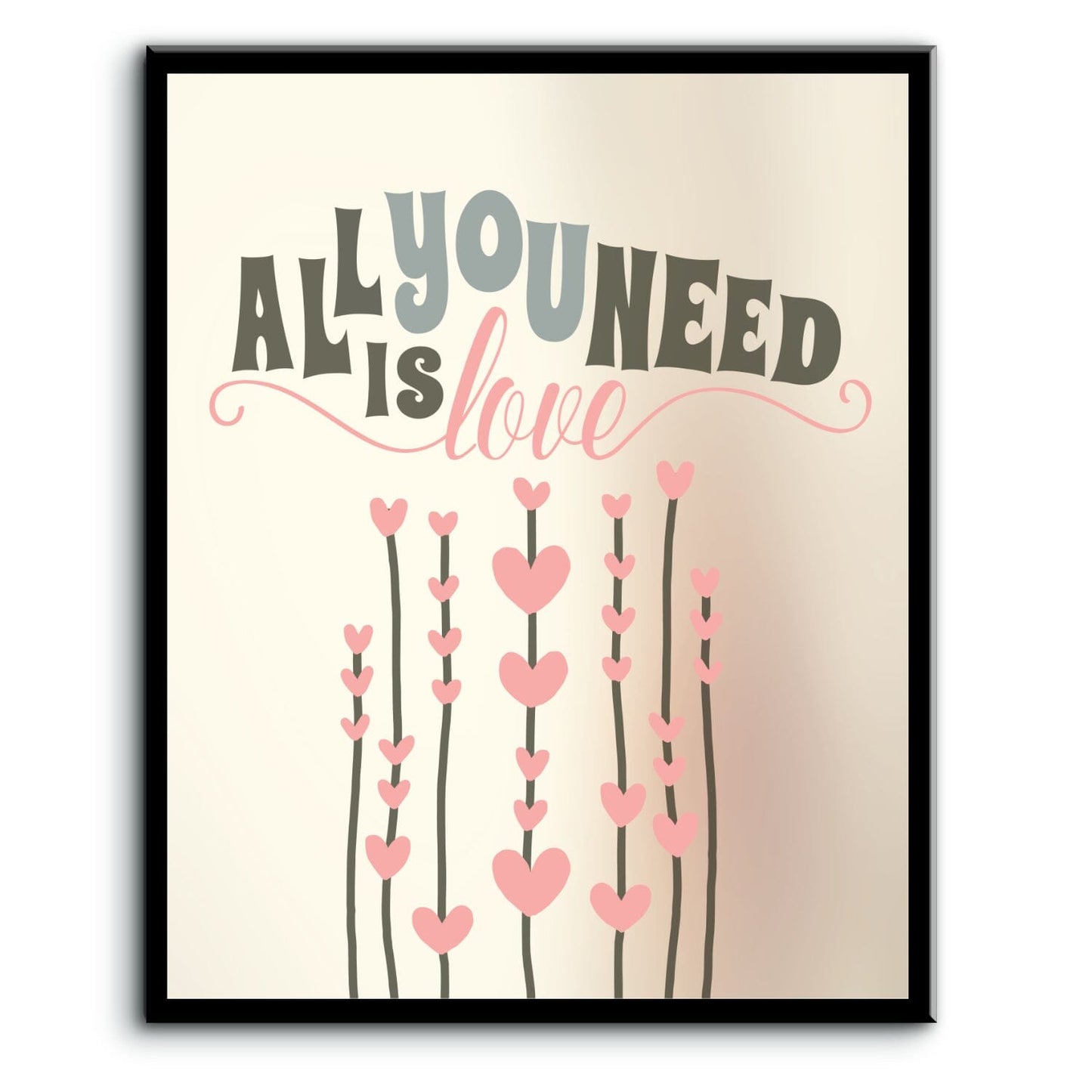 All You Need is Love by the Beatles - Song Lyric Art Print Song Lyrics Art Song Lyrics Art 8x10 Plaque Mount
