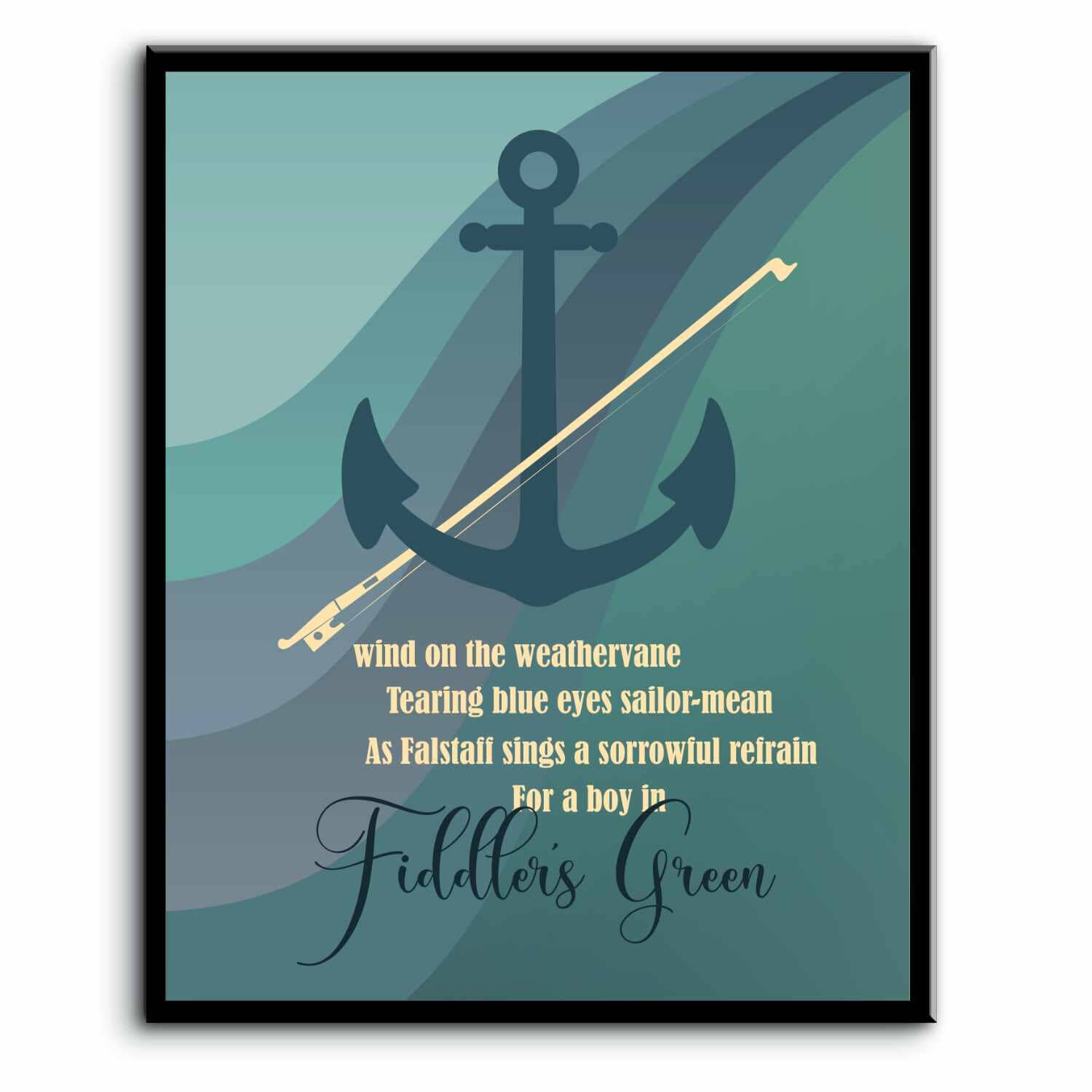 Fiddlers Green by Tragically Hip - Song Lyric Music Wall Art Song Lyrics Art Song Lyrics Art 8x10 Plaque Mount 