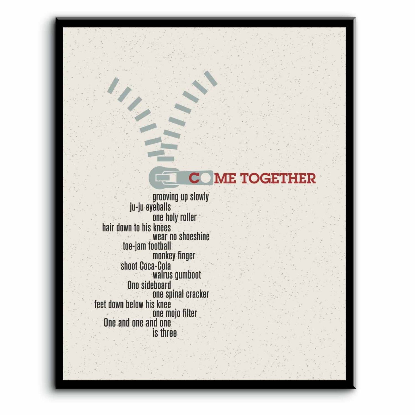 Come Together by the Beatles - Song Lyric Art Wall Print Song Lyrics Art Song Lyrics Art 8x10 Plaque Mount