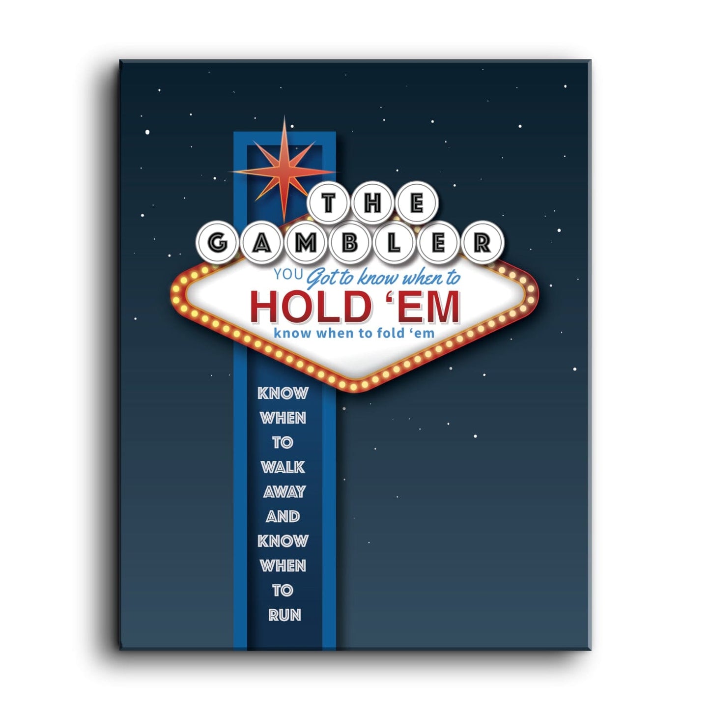 The Gambler by Kenny Rogers - Pop Country Music Poster Song Lyrics Art Song Lyrics Art 11x14 Canvas Wrap
