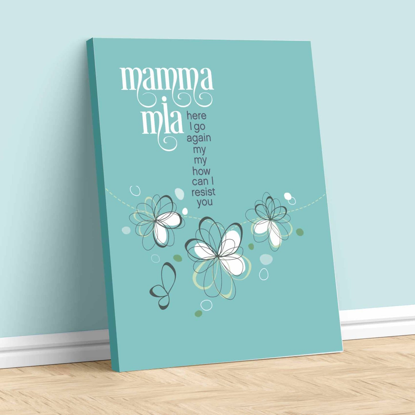 Mamma Mia by ABBA - Song Lyric Pop Music Wall Art Print Song Lyrics Art Song Lyrics Art 11x14 Canvas Wrap