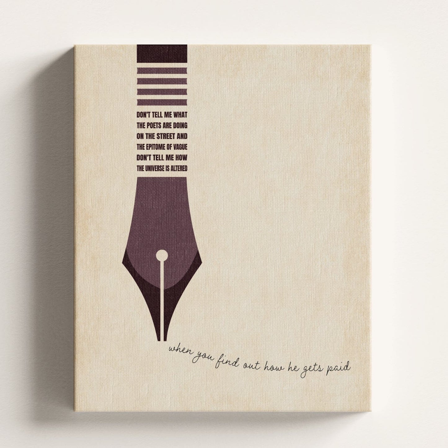 Poets by Tragically Hip - Lyric Inspired Song Art Print Song Lyrics Art Song Lyrics Art 11x14 Canvas Wrap