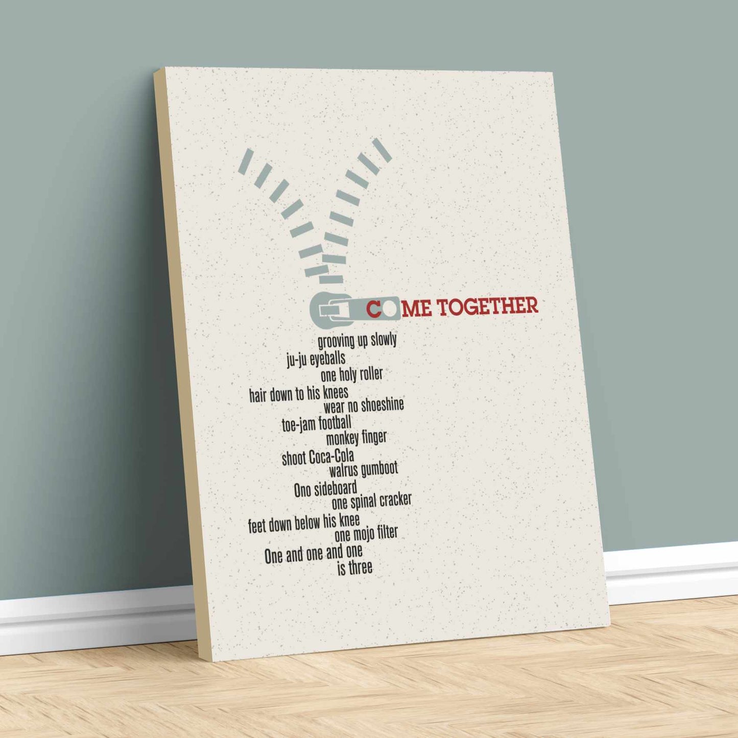Come Together by the Beatles - Song Lyric Art Wall Print Song Lyrics Art Song Lyrics Art 11x14 Canvas Wrap