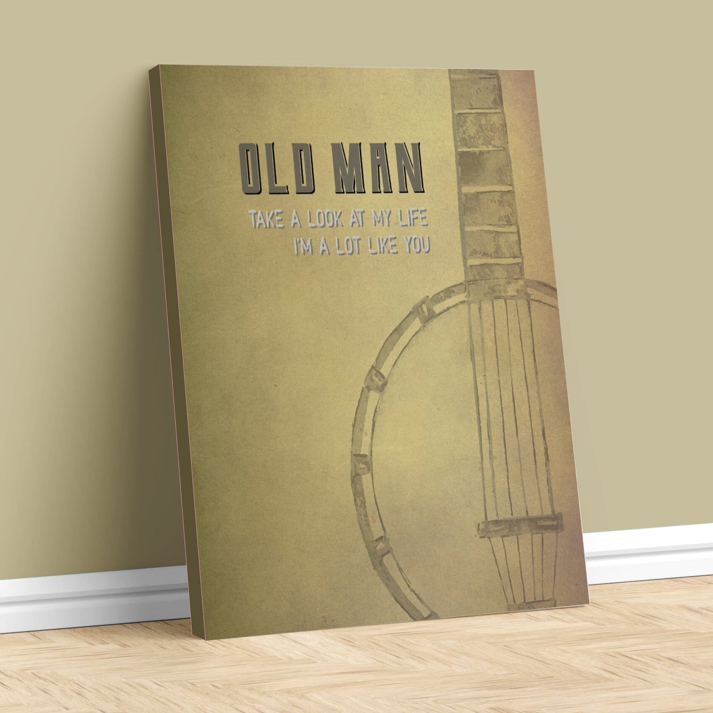 Old Man by Neil Young - Lyric Inspired Classic Rock Print Song Lyrics Art Song Lyrics Art 11x14 Canvas Wrap