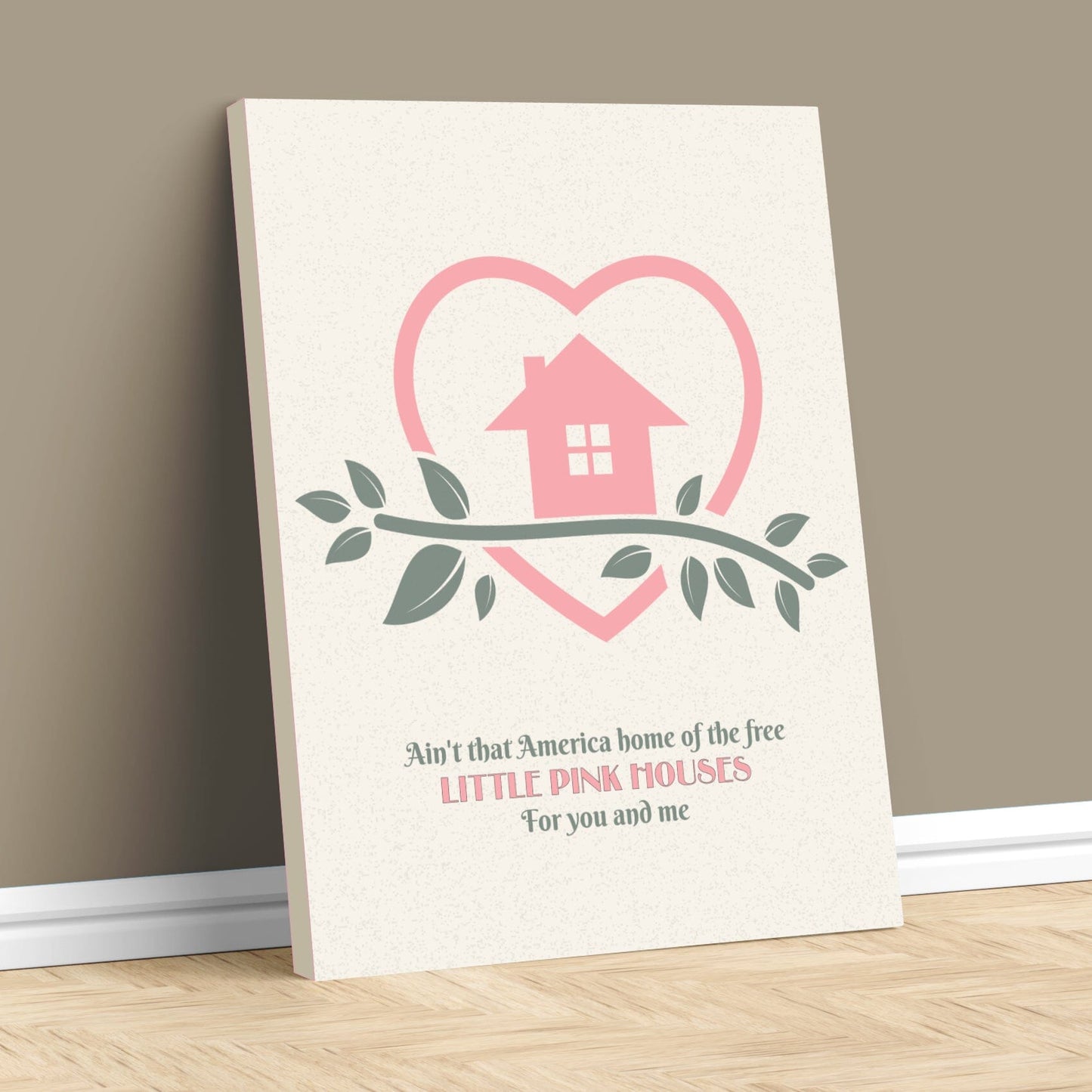 Little Pink Houses by John Mellencamp - Music Memorabilia Song Lyrics Art Song Lyrics Art 11x14 Canvas Wrap