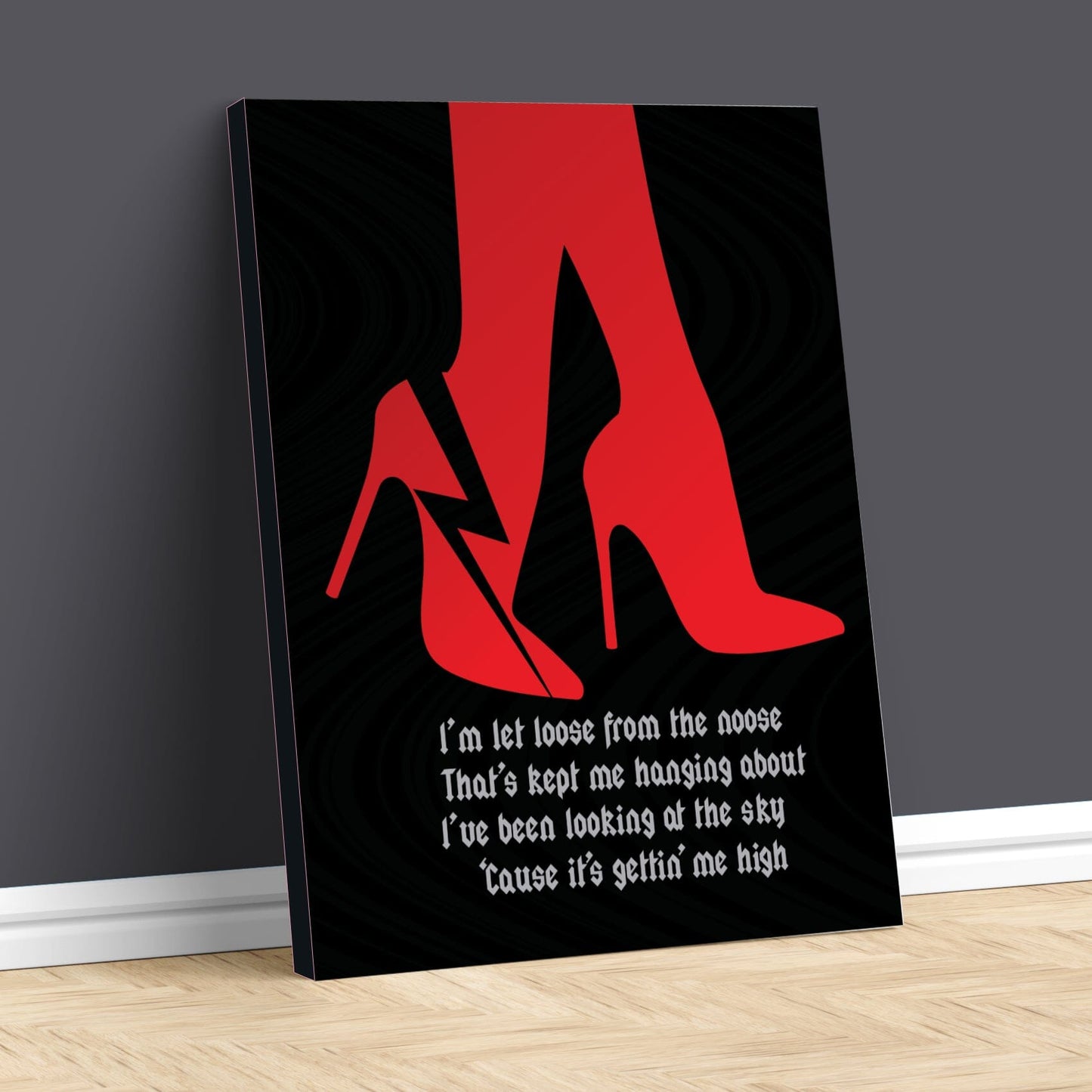 Back in Black by ACDC - Lyric Inspired Art Wall Poster Print Song Lyrics Art Song Lyrics Art 11x14 Canvas Wrap