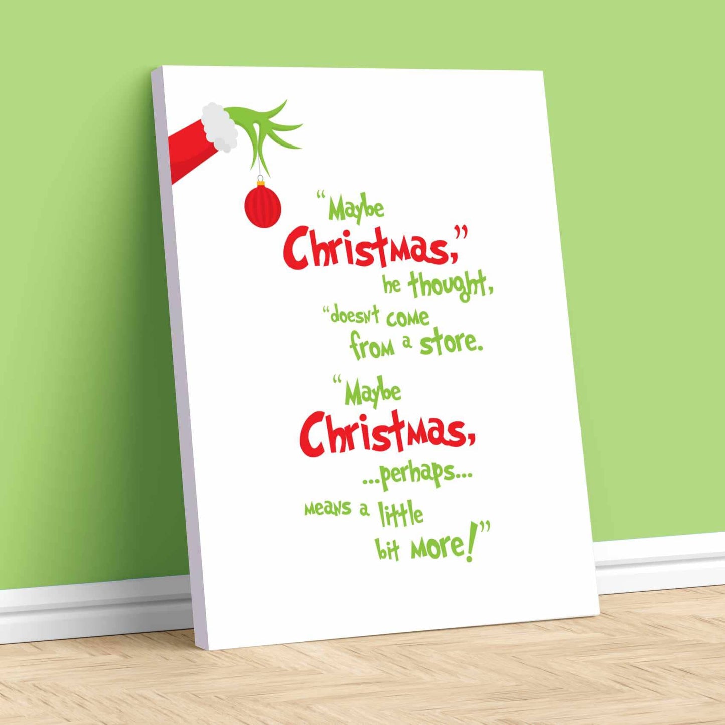 The Christmas Grinch - Dr. Suess Quote Print - White Version Song Lyrics Art Song Lyrics Art 11x14 Canvas Wrap