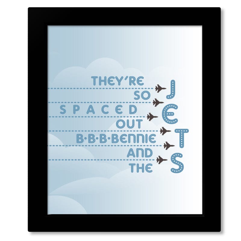 Bennie and the Jets by Elton John - Rock Music Lovers Gift Song Lyrics Art Song Lyrics Art 8x10 Framed print without Mat