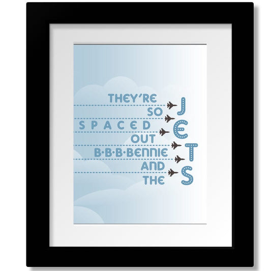 Bennie and the Jets by Elton John - Rock Music Lovers Gift Song Lyrics Art Song Lyrics Art 8x10 Matted and Framed Print