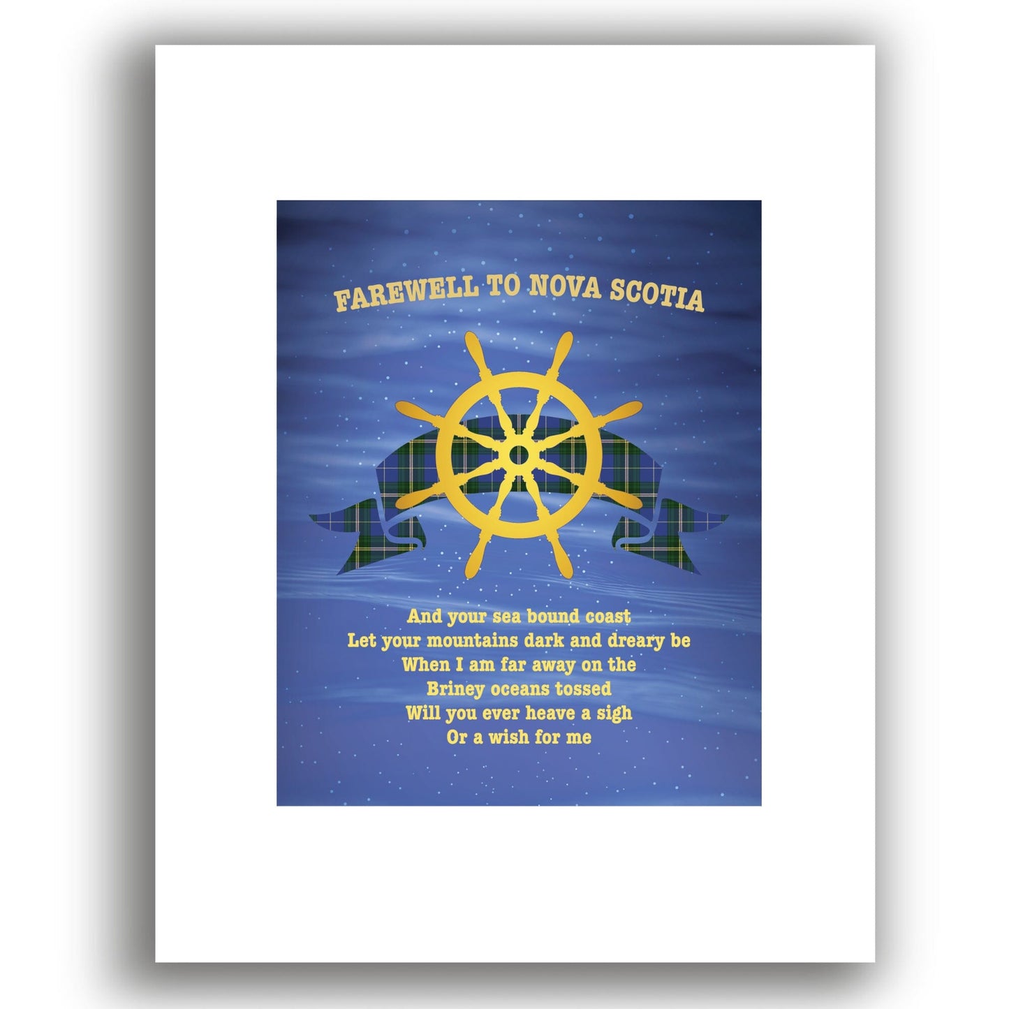 Farewell to Nova Scotia by the Irish Rovers - Wall Art Print Song Lyrics Art Song Lyrics Art 8x10 White Matted Print