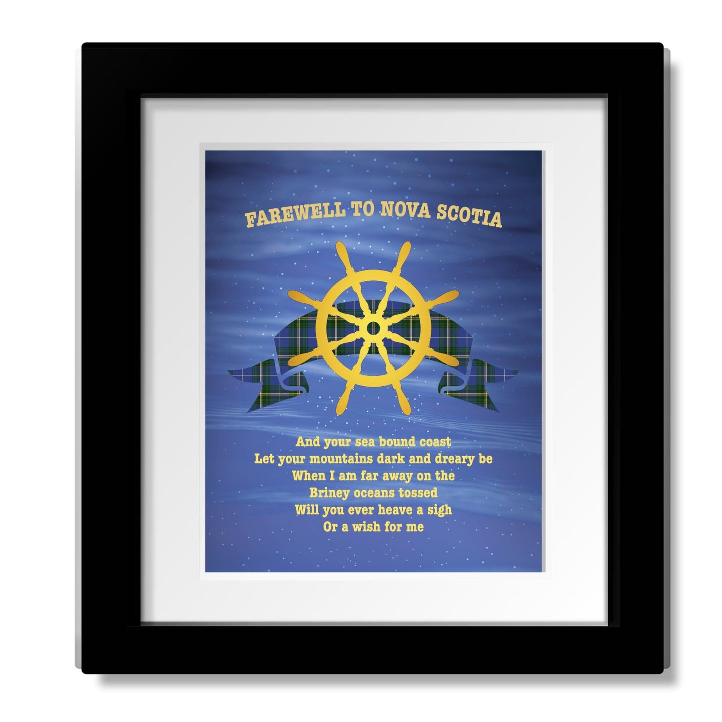Farewell to Nova Scotia by the Irish Rovers - Wall Art Print Song Lyrics Art Song Lyrics Art 8x10 White Matted and Framed Print