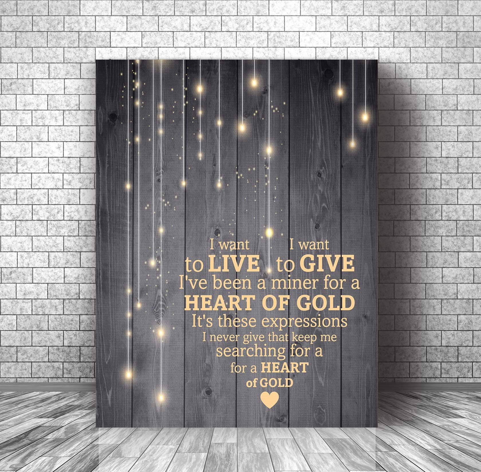 Heart of Gold by Neil Young - Lyric Song Art Wall Print Song Lyrics Art Song Lyrics Art 11x14 Canvas Wrap 