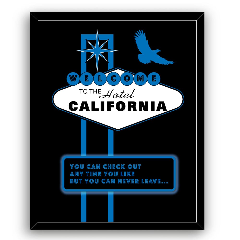 Hotel California by the Eagles - Lyric Inspired Art Print Song Lyrics Art Song Lyrics Art 8x10 Framed Print (without mat)