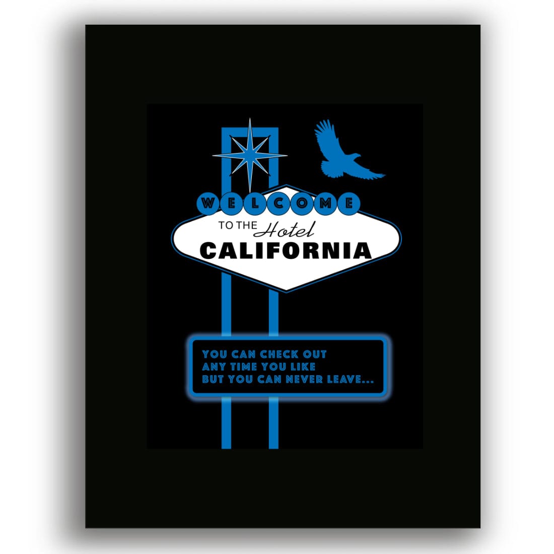 Hotel California by the Eagles - Lyric Inspired Art Print Song Lyrics Art Song Lyrics Art 8x10 Black Matted Unframed Print