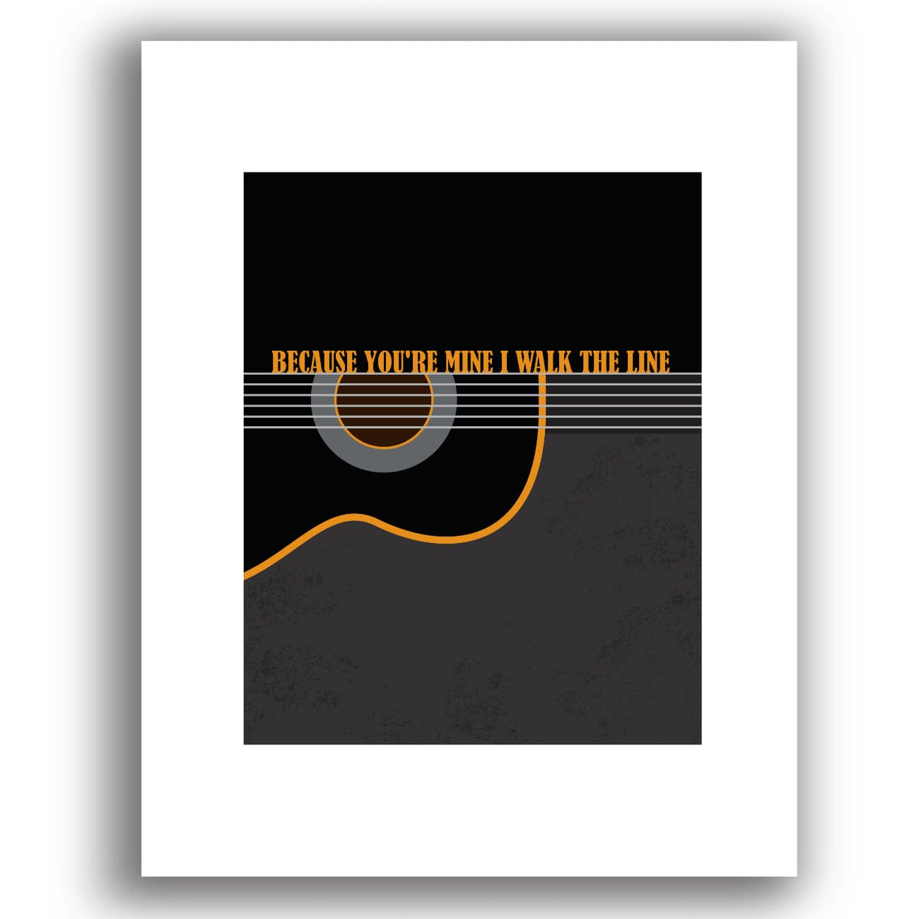 I Walk the Line by Johnny Cash - Song Lyric Country Music Art Song Lyrics Art Song Lyrics Art 8x10 White Matted Print