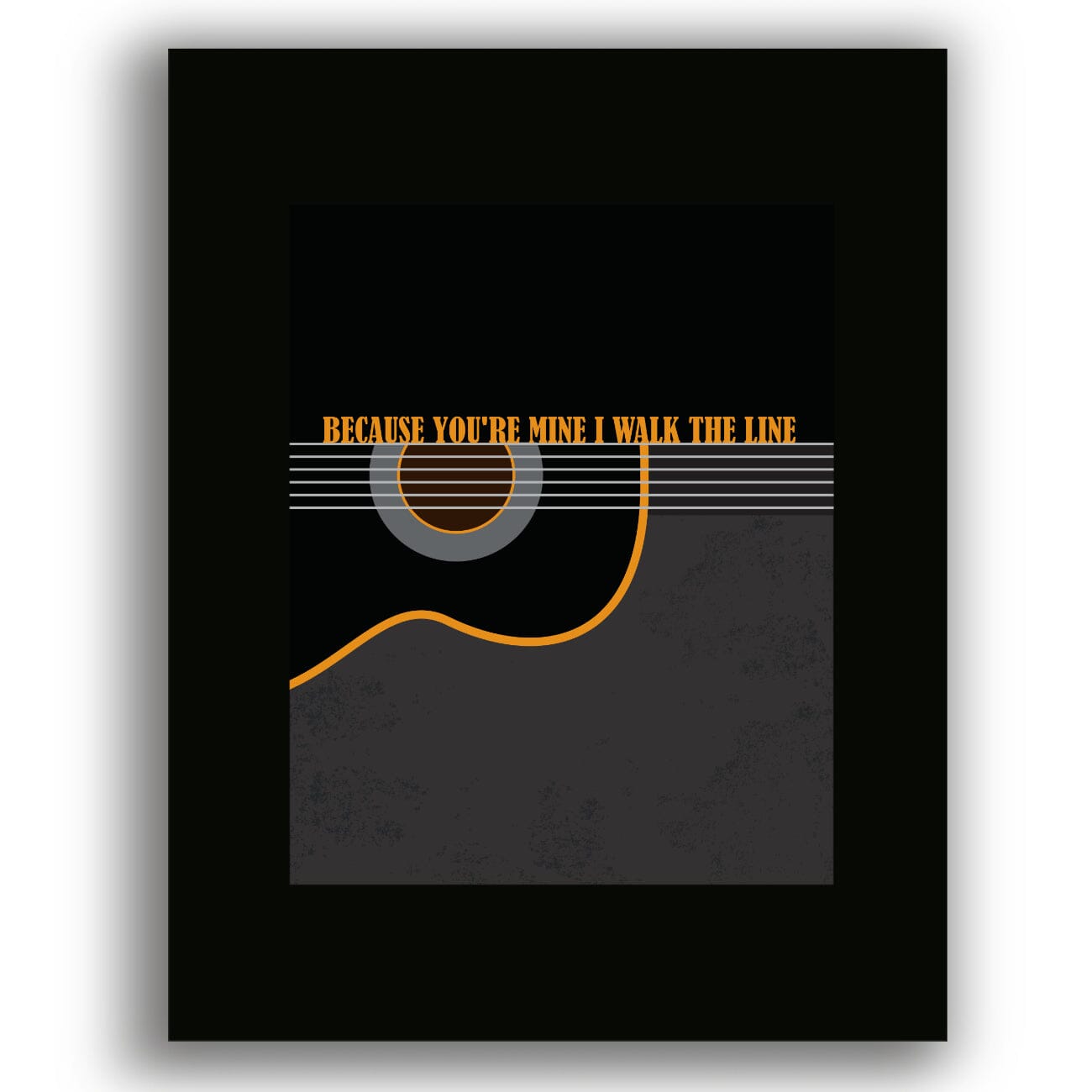I Walk the Line by Johnny Cash - Song Lyric Country Music Art Song Lyrics Art Song Lyrics Art 8x10 Black Matted Print