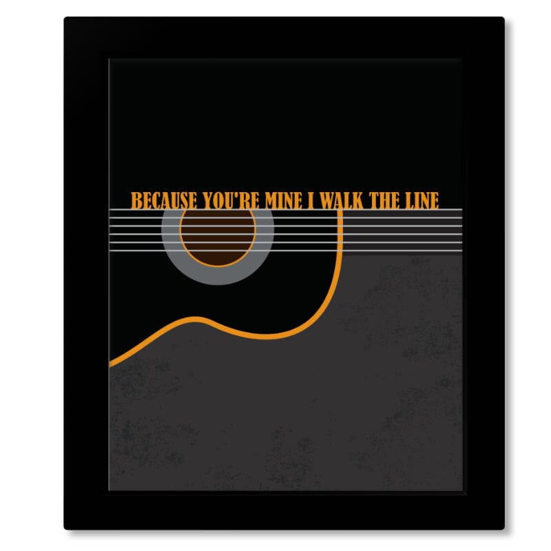 I Walk the Line by Johnny Cash - Song Lyric Country Music Art Song Lyrics Art Song Lyrics Art 8x10 Framed Print (without mat)