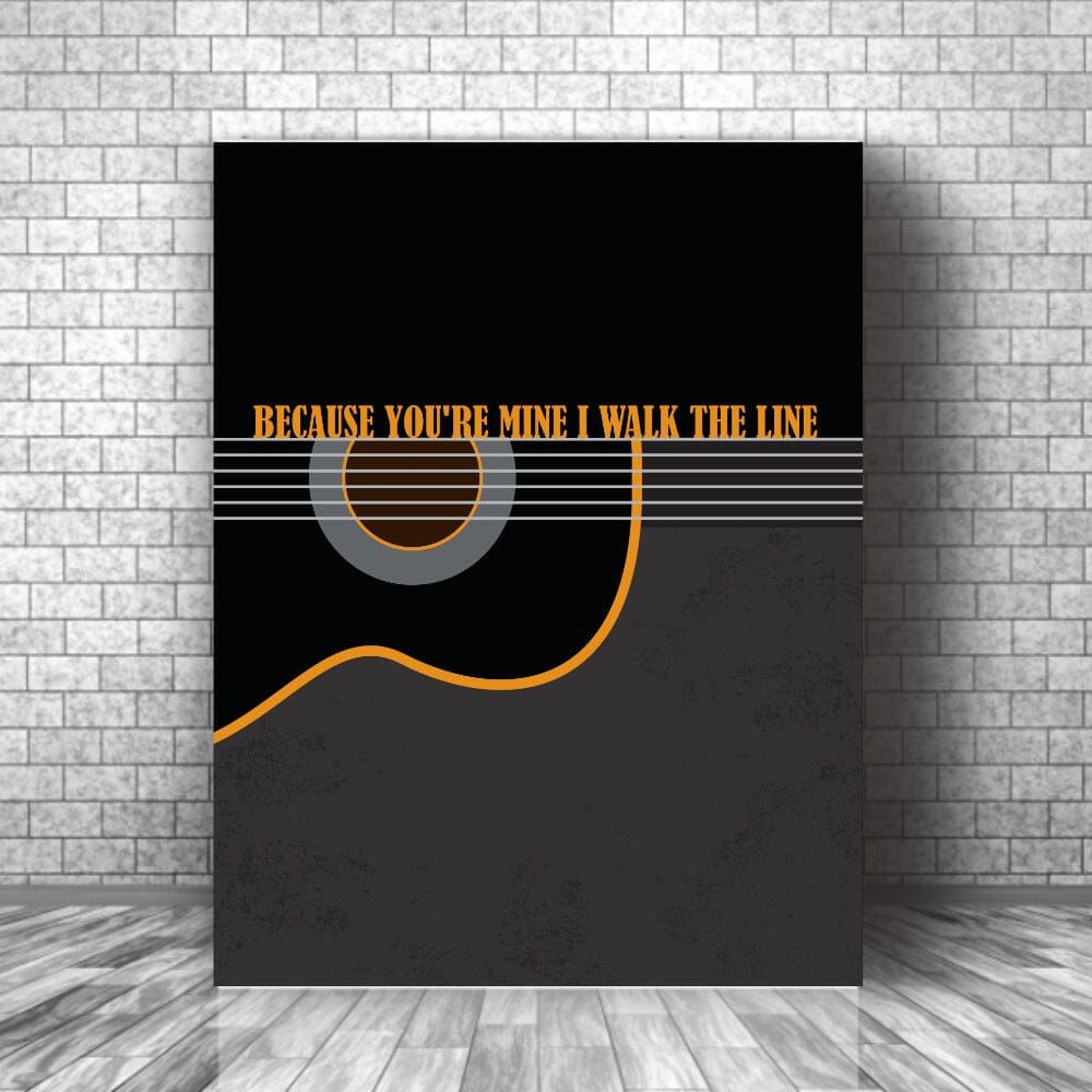 I Walk the Line by Johnny Cash - Song Lyric Country Music Art Song Lyrics Art Song Lyrics Art 11x14 Canvas Wrap