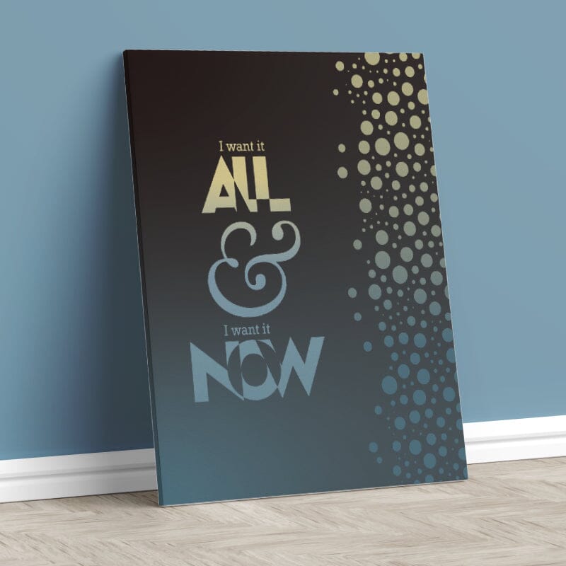 I Want it All by Queen - Song Lyric Music Quote Decor Art Song Lyrics Art Song Lyrics Art 11x14 Canvas Wrap