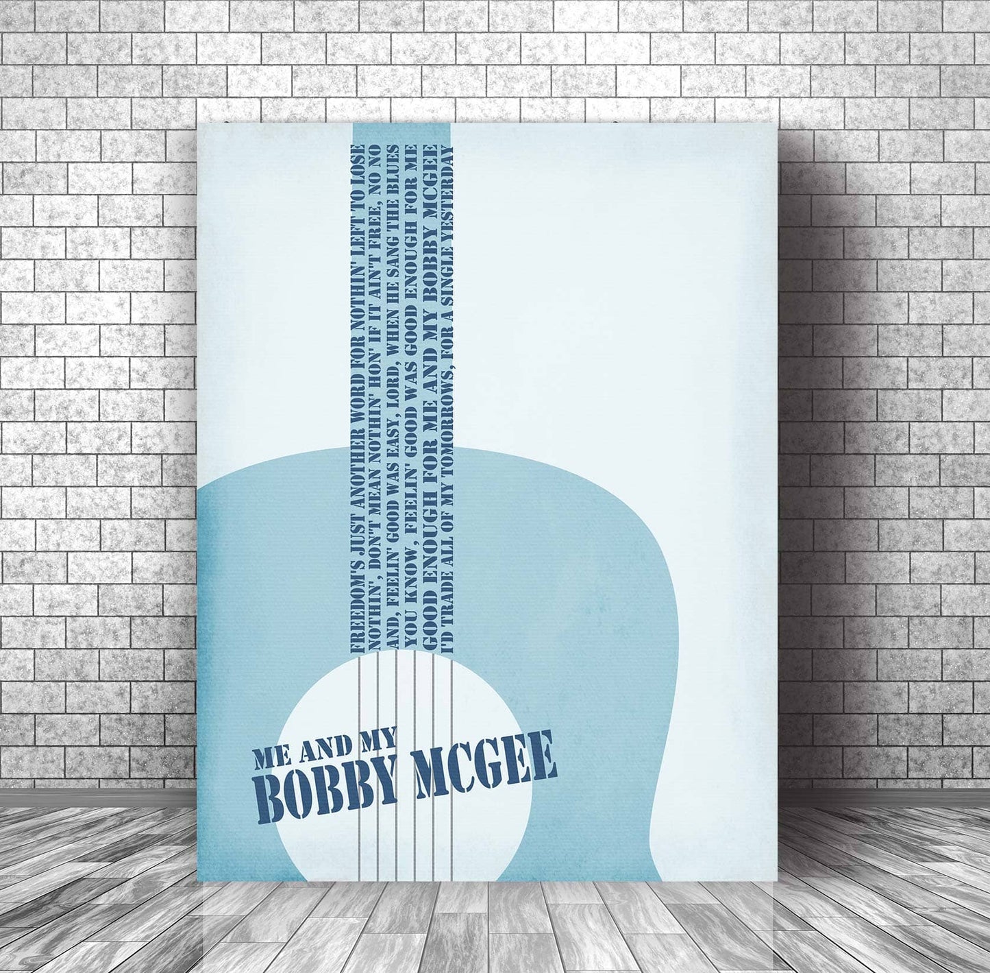 Me and Bobby McGee by Janis Joplin - Song Lyrics Poster Song Lyrics Art Song Lyrics Art 11x14 Canvas Wrap
