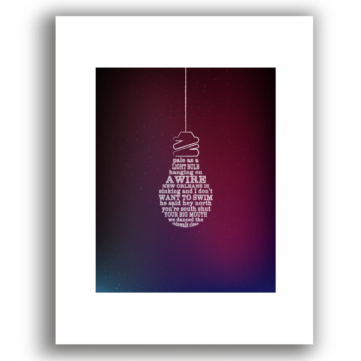New Orleans is Sinking by Tragically Hip - Song Lyric Print Song Lyrics Art Song Lyrics Art 8x10 White Matted Unframed Print