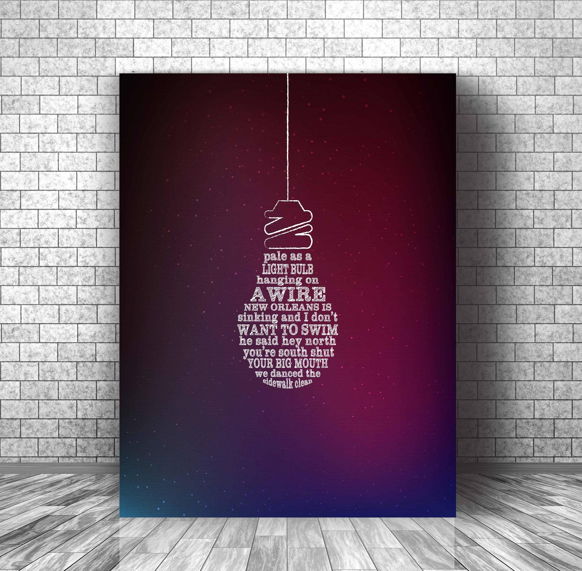 New Orleans is Sinking by Tragically Hip - Song Lyric Print Song Lyrics Art Song Lyrics Art 11x14 Canvas Wrap 