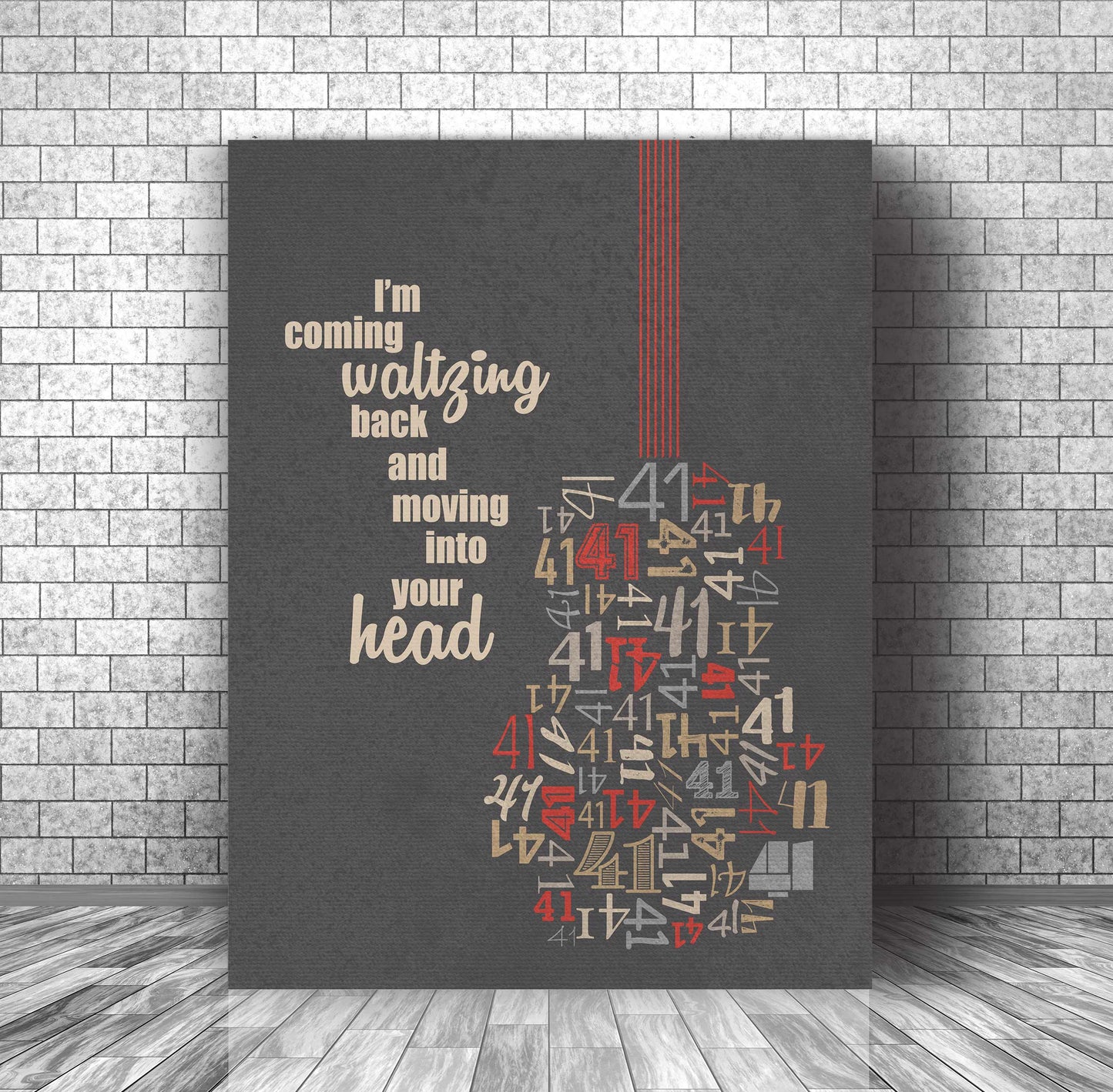 No 41 Number by Dave Matthews Band - Lyric Inspired Art Song Lyrics Art Song Lyrics Art 11x14 Canvas Wrap
