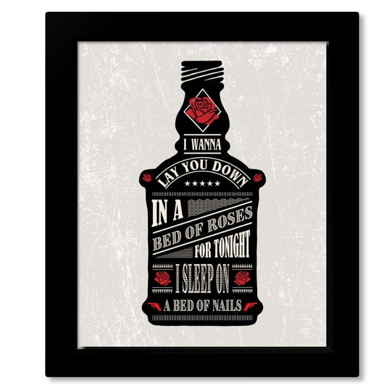 Bed of Roses Bon Jovi - Lyrically Inspired Music Wall Art Song Lyrics Art Song Lyrics Art 8x10 Framed Print (without Mat)