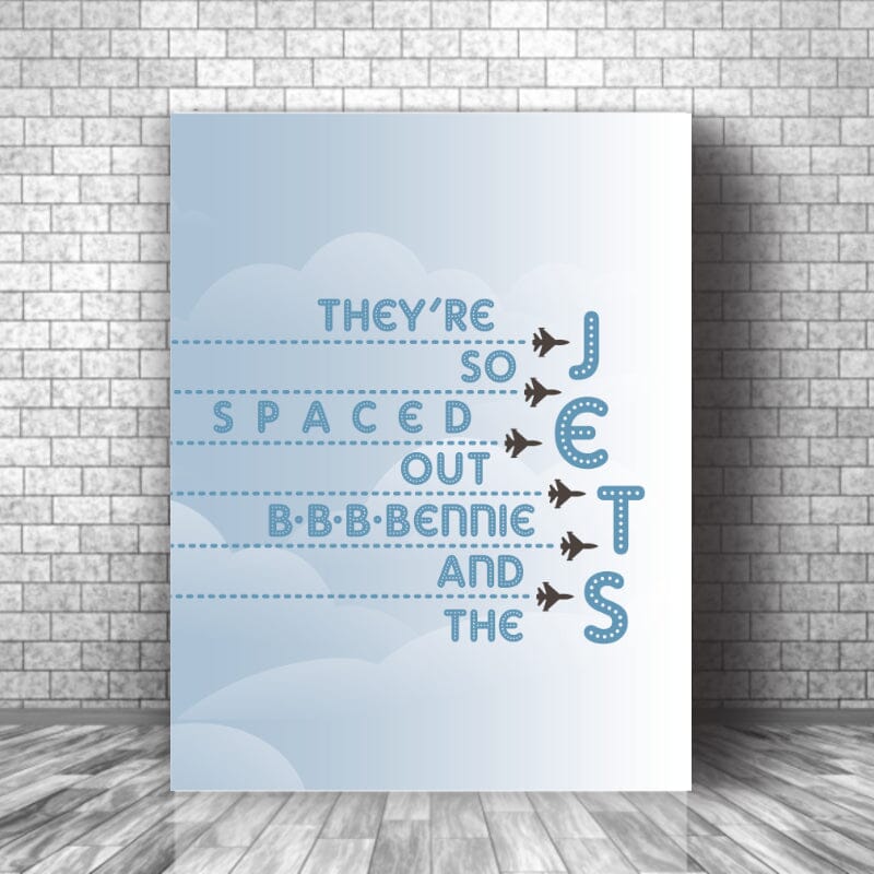 Bennie and the Jets by Elton John - Rock Music Lovers Gift Song Lyrics Art Song Lyrics Art 11x14 Canvas Wrap