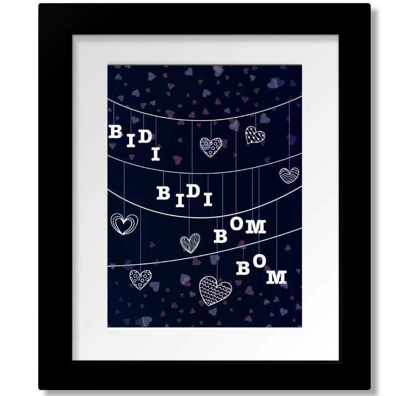 Bidi Bidi Bom Bom by Selena Quintanella - Song Lyric Pop Art Song Lyrics Art Song Lyrics Art 8x10 Framed and Matted Print