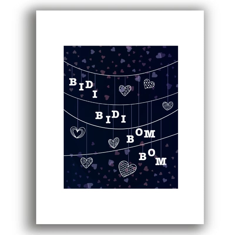Bidi Bidi Bom Bom by Selena Quintanella - Song Lyric Pop Art Song Lyrics Art Song Lyrics Art 8x10 White Matted Print