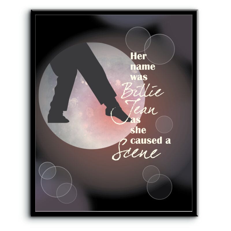 Billie Jean by Michael Jackson - 80s Song Lyric Artwork Print Song Lyrics Art Song Lyrics Art 8x10 Plaque Mount