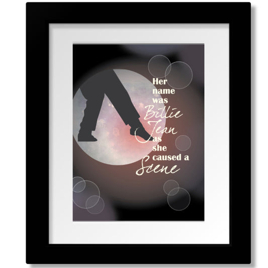 Billie Jean by Michael Jackson - 80s Song Lyric Artwork Print Song Lyrics Art Song Lyrics Art 8x10 Matted and Framed Print