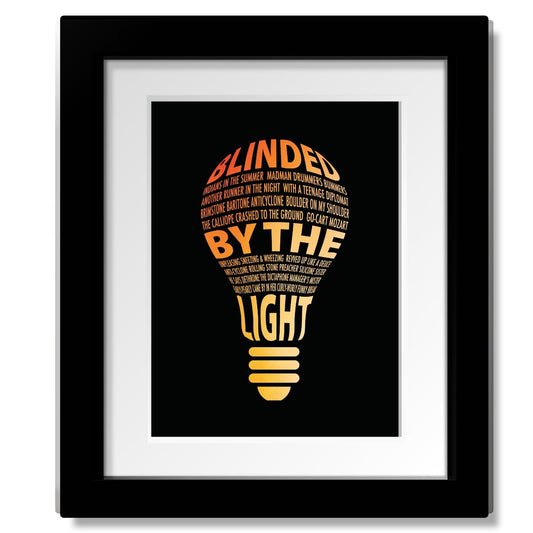 Blinded by the Light by Manfred Mann - 70s Rock Music Print Song Lyrics Art Song Lyrics Art 8x10 Framed and White Matted Print
